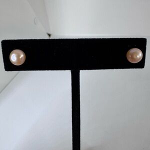 Pink Pearl Stud Earrings